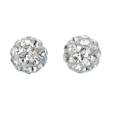 Unbranded 9ct White Gold Crystal Ball Stud Earrings 4mm