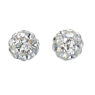 H Samuel 9ct White Gold Crystal Ball Stud Earrings 4mm