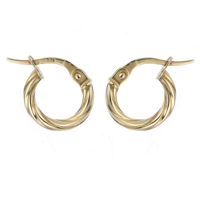 9ct Yellow Gold Twist Creole Earrings - Product number 8147426