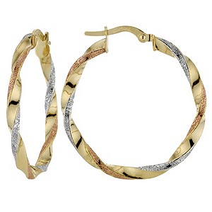 9ct 3 Colour Twisted Creole Earrings9ct 3 Colour Twisted Creole Earrings