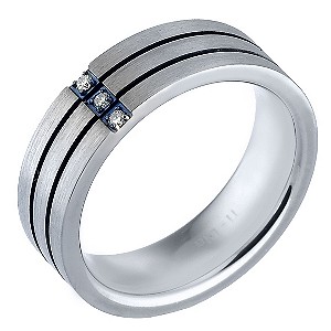 Men's Titanium and Stainless Steel Diamond RingMen's Titanium and Stainless Steel Diamond Ring