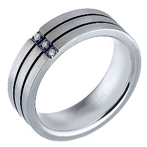 Men's Titanium and Stainless Steel Diamond Ring - Product number ...