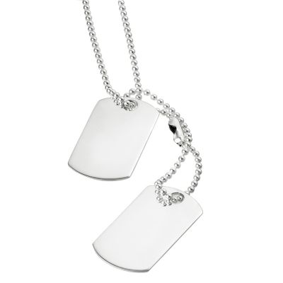 Sterling Silver 22` Double Dog Tag Pendant