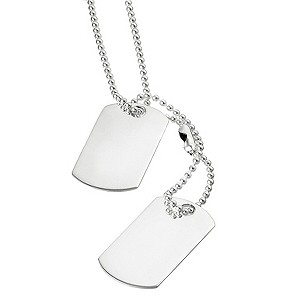 H Samuel Sterling Silver 22` Double Dog Tag Pendant