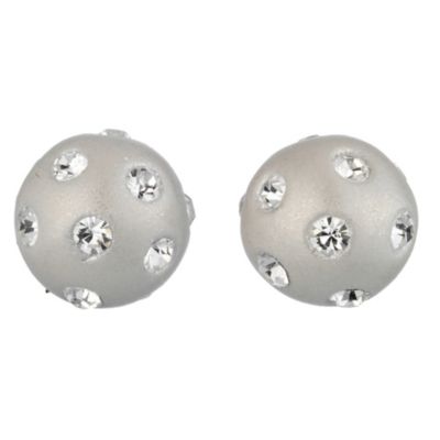 H Samuel 9ct White Gold Crystal Ball Stud Earrings