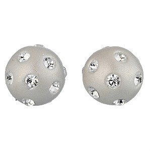9ct White Gold Crystal Ball Stud Earrings