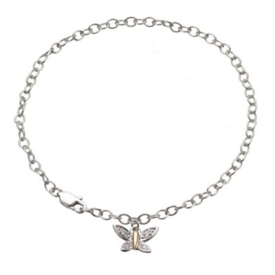 9ct Yellow Gold Silver Cubic Zirconia Butterfly Bracelet - Product number 8154333