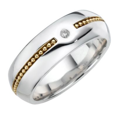 9ct yellow gold silver & diamond ring - Product number 8156697