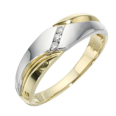 Men's 9ct two tone diamond ring - Product number 8159289