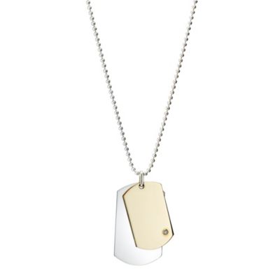 9ct yellow gold & silver dog tag pendant - Product number 8159645