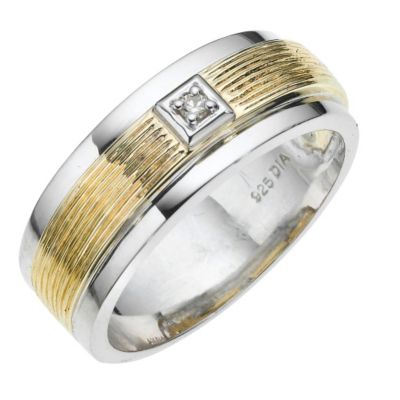 9ct yellow gold silver & diamond ring - Product number 8160600