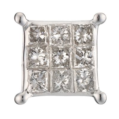 9ct white gold men's diamond square stud single earring - Product number 8161151