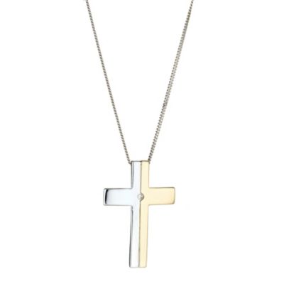 9ct yellow gold & silver cross pendant - Product number 8161550