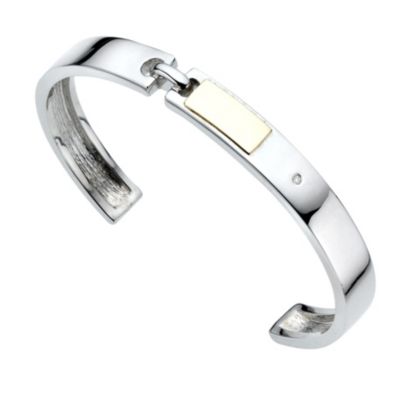 9ct white gold silver & diamond torque bangle - Product number 8161569