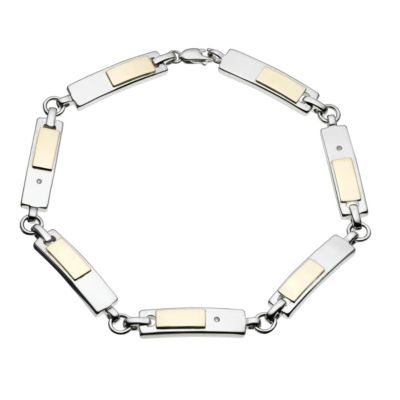 9ct yellow gold silver & diamond bracelet - Product number 8161577