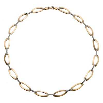 9ct Yellow Gold Rhodium Oval Link Necklace