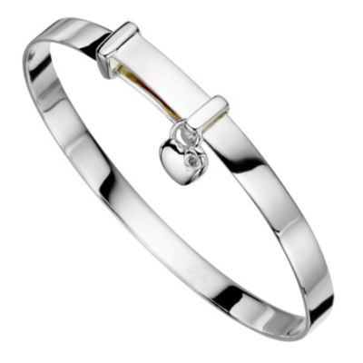Children's silver diamond heart charm bangle - Product number 8165165