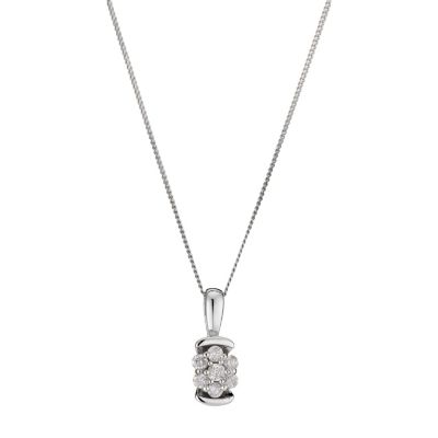 9ct White Gold Quarter Carat Diamond Cluster Pendant - Product number 8165548