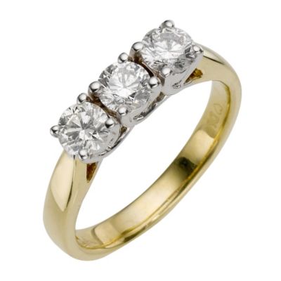 Forever Diamonds - 18ct Gold 1 Carat Three Diamond Ring