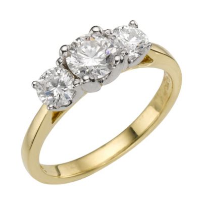 Forever Diamonds - 18ct Gold 1.32 Carat Three Diamond Ring