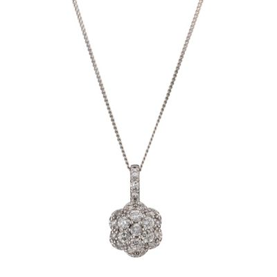 9ct White Gold Third Carat Diamond Cluster Pendant - Product number 8168083