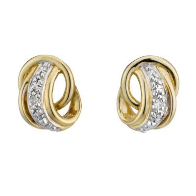 9ct Yellow Gold and Diamond Stud Earrings