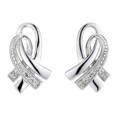H Samuel 9ct White Gold Diamond Crossover Stud Earrings