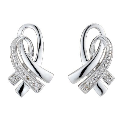 9ct White Gold Diamond Crossover Stud Earrings