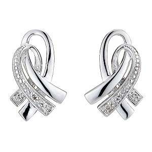 9ct White Gold Diamond Crossover Stud Earrings