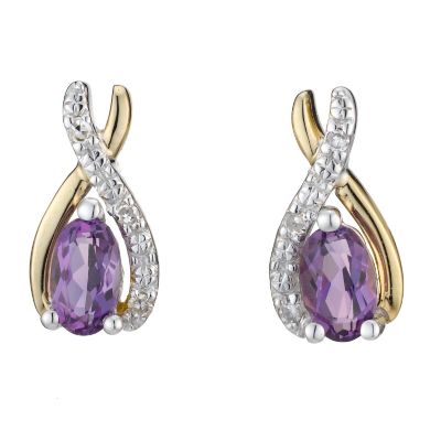 9ct Yellow Gold Diamond and Amethyst