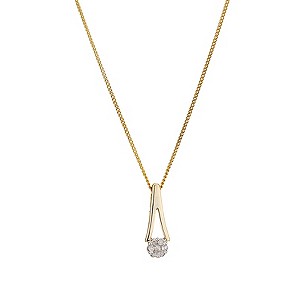 9ct Yellow Gold Diamond Upside Down Pendant