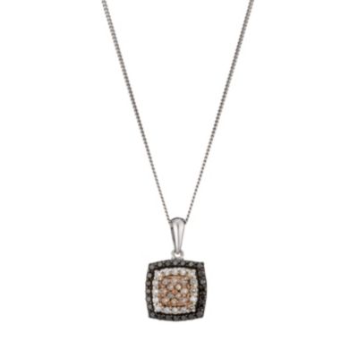 9ct White Gold Half Carat Diamond Cafe Square Pendant - Product number 8168237