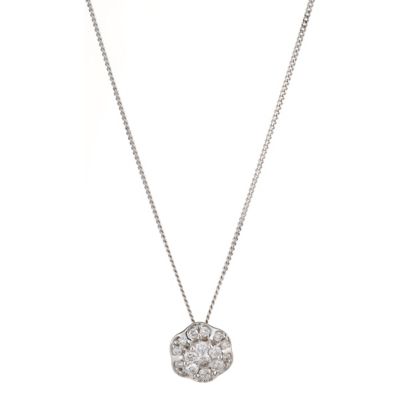 9ct White Gold Quarter Carat Diamond Flower Pendant - Product number 8168350