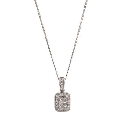 9ct White Gold Quarter Carat Diamond Rectangular Pendant - Product number 8168377