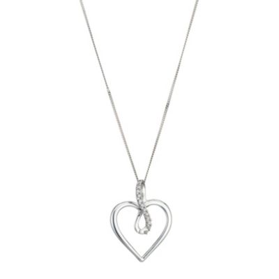 9ct White Gold & Diamond Open Heart Pendant - Product number 8168407
