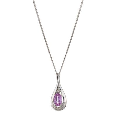 9ct White Gold Pink Sapphire Pendant - Product number 8168482