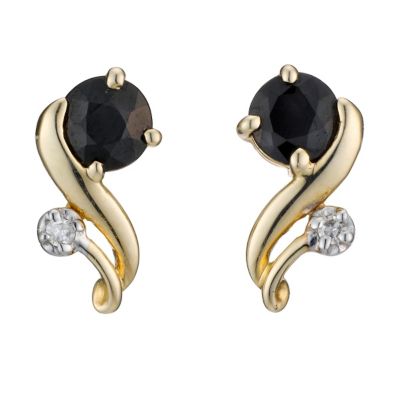 9ct Yellow Gold & Black Sapphire Earrings - Product number 8168504