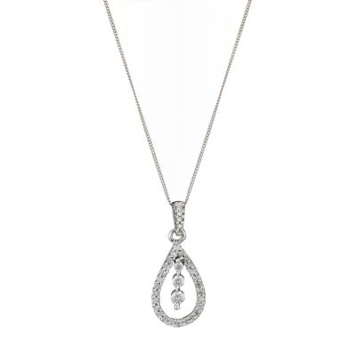 9ct White Gold Quarter Carat Diamond Three Stone Pendant - Product ...