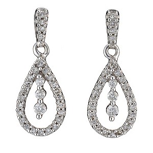 9ct White Gold Third Carat Diamond Three Stone Earrings