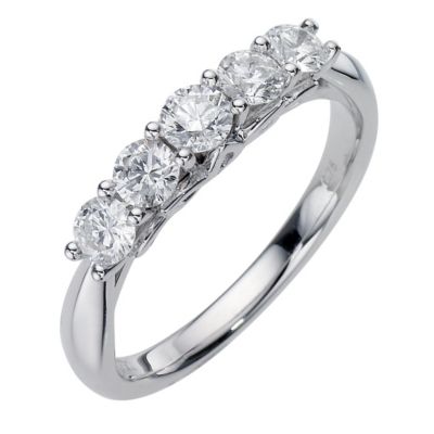 Platinum 3/4 Carat Diamond 5 Stone Ring