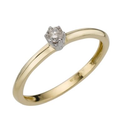 9ct Two Colour Gold Diamond Solitaire Ring - Product number 8170142