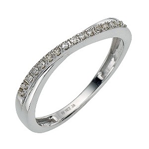 9ct White Gold Diamond Crossover Ring