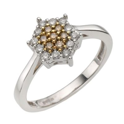 9ct White Gold Third Carat Cafe Diamond Cluster Ring - Product number 8171866
