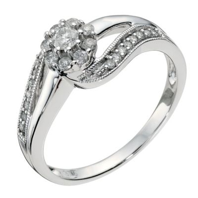 9ct White Gold 0.33 Diamond Cluster Ring