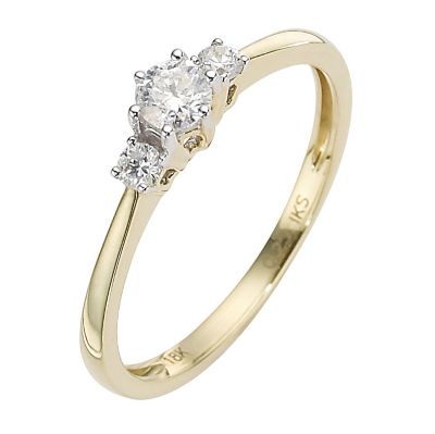 18ct Gold Quarter Carat Diamond Three Stone Ring