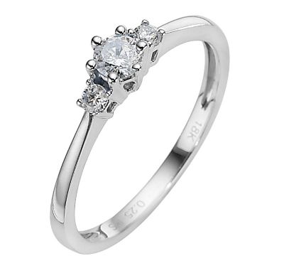 18ct White Gold Quarter Carat Diamond Three Stone Ring