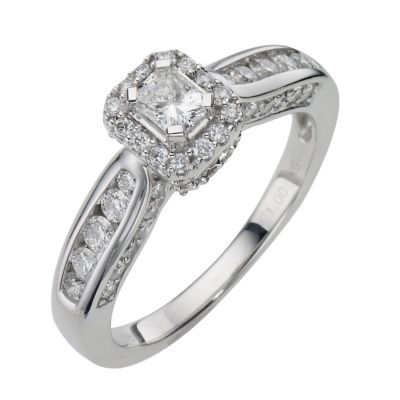 18ct White Gold 1 Carat Radiant Cut Diamond Ring