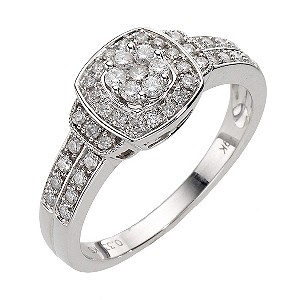 9ct White Gold Square Cluster Ring9ct White Gold Square Cluster Ring