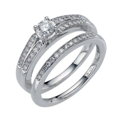 Perfect Fit 18ct White Gold Half Carat Diamond Ring Set - Product number 8177287