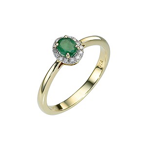 9ct Gold Diamond and Emerald Ring